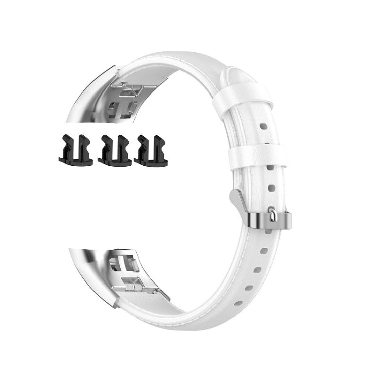 White oil-wax leather wristband with adjustable clasp and extra connector parts