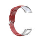 Red oil-wax leather wristband with metal buckle and perforated strap holes
