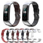 Assorted oil-wax leather smartwatch bands in red, brown, black, and white