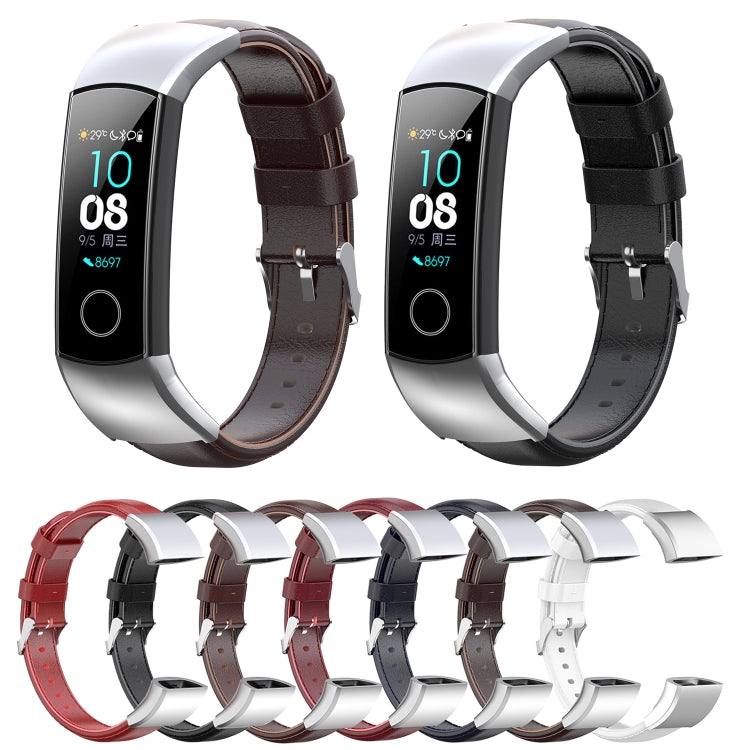 Assorted oil-wax leather smartwatch bands in red, brown, black, and white