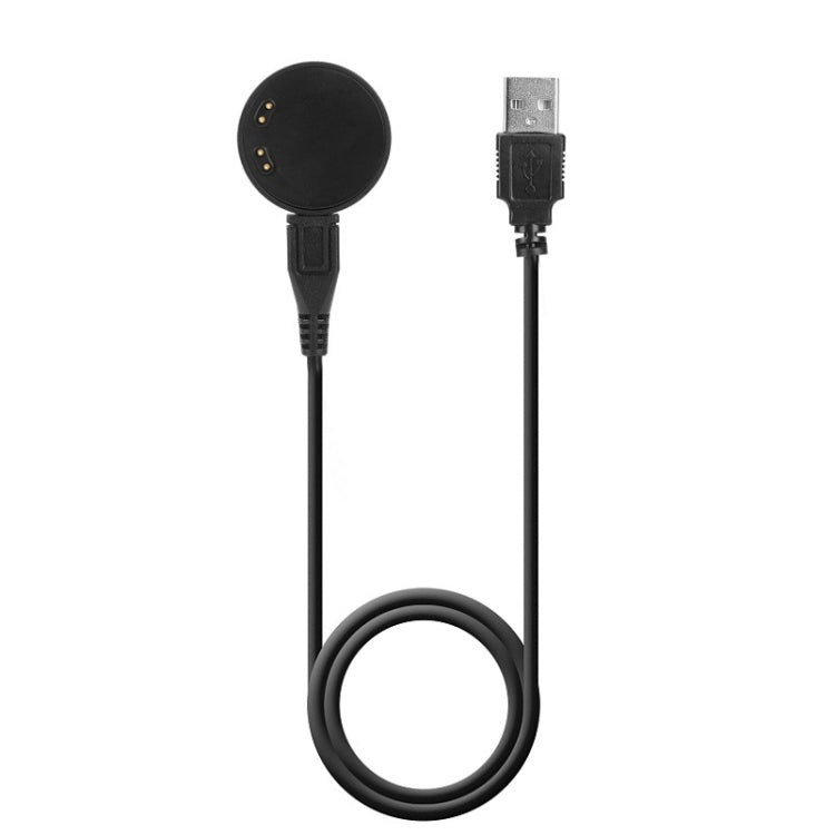 Smartwatch charging cable with black round charging puck and USB-A connector