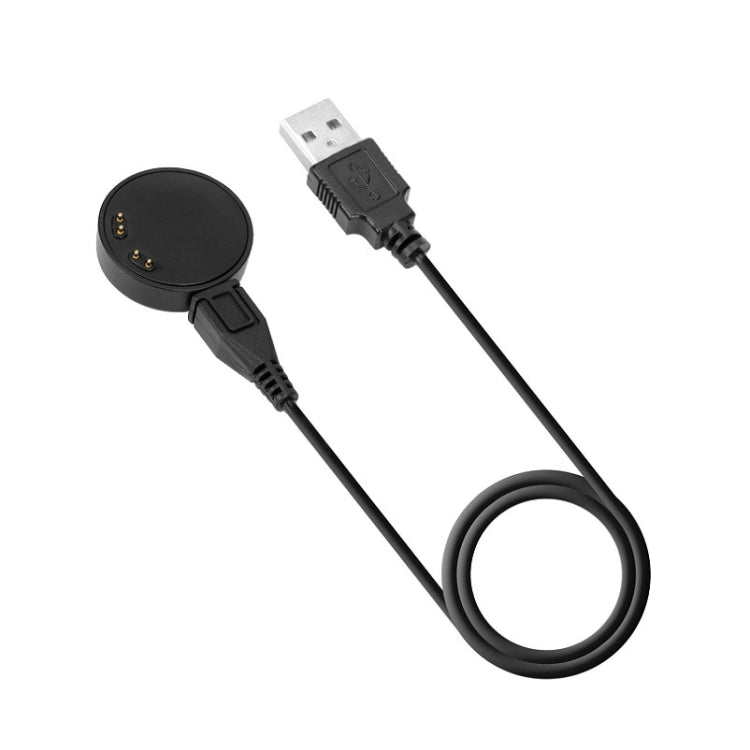 Black smartwatch charging cable with round puck and USB-A plug