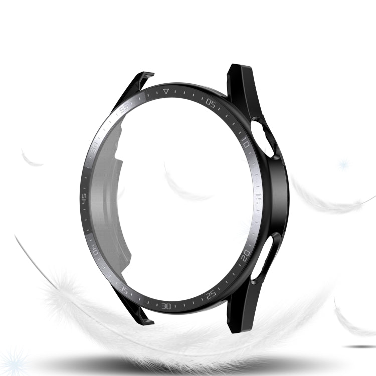 Scale-frosted PC and tempered glass watch case, black frame with clear cover