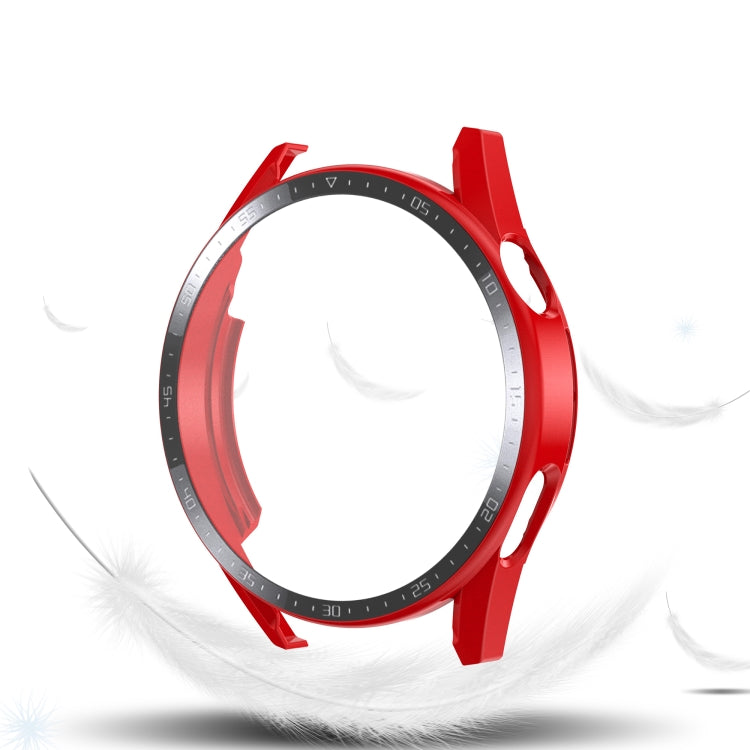 Scale-frosted PC and tempered glass watch case, red frame with clear cover