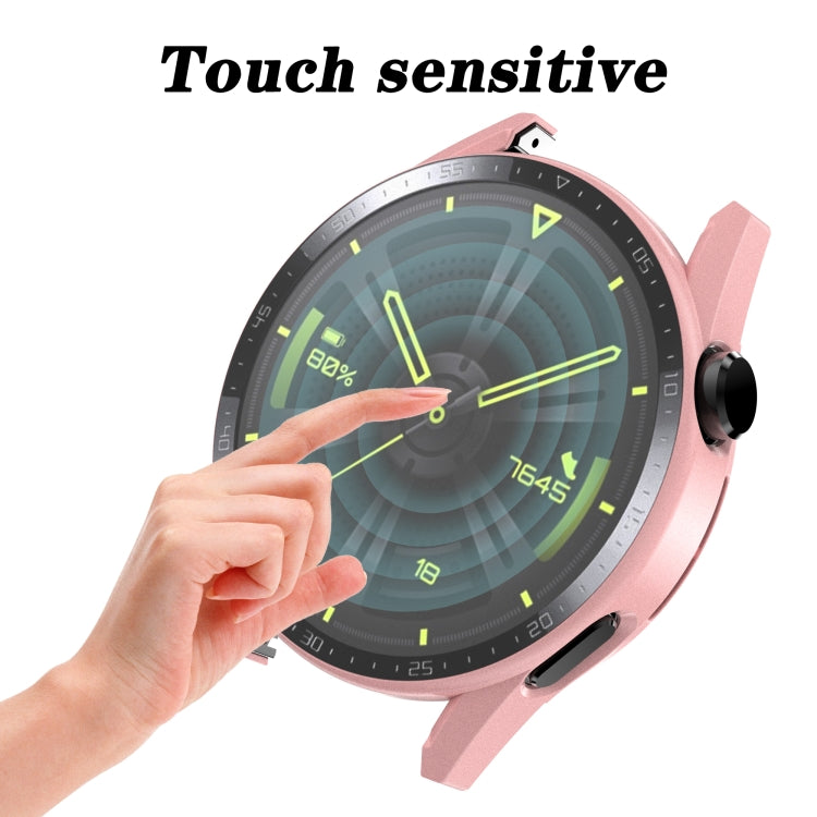 Light pink frosted watch case with tempered glass, touch-friendly screen cover