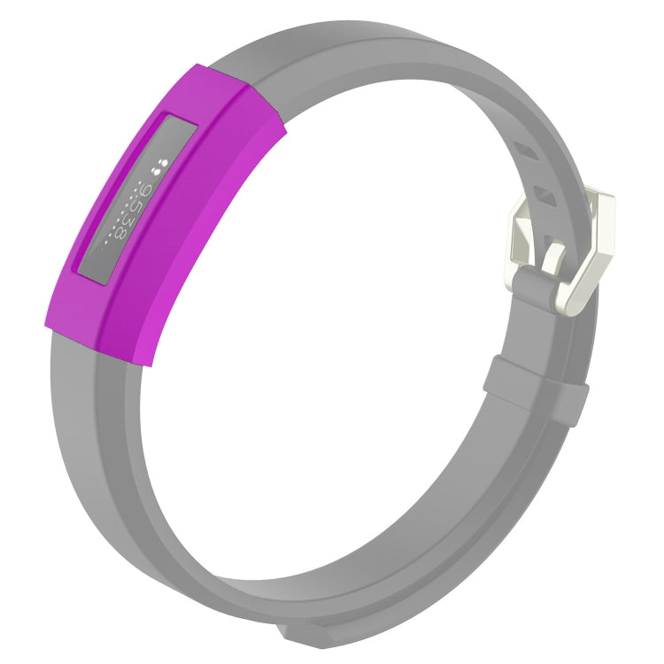 Silicone full-coverage watch case for Fitbit Alta, purple strap and gray frame