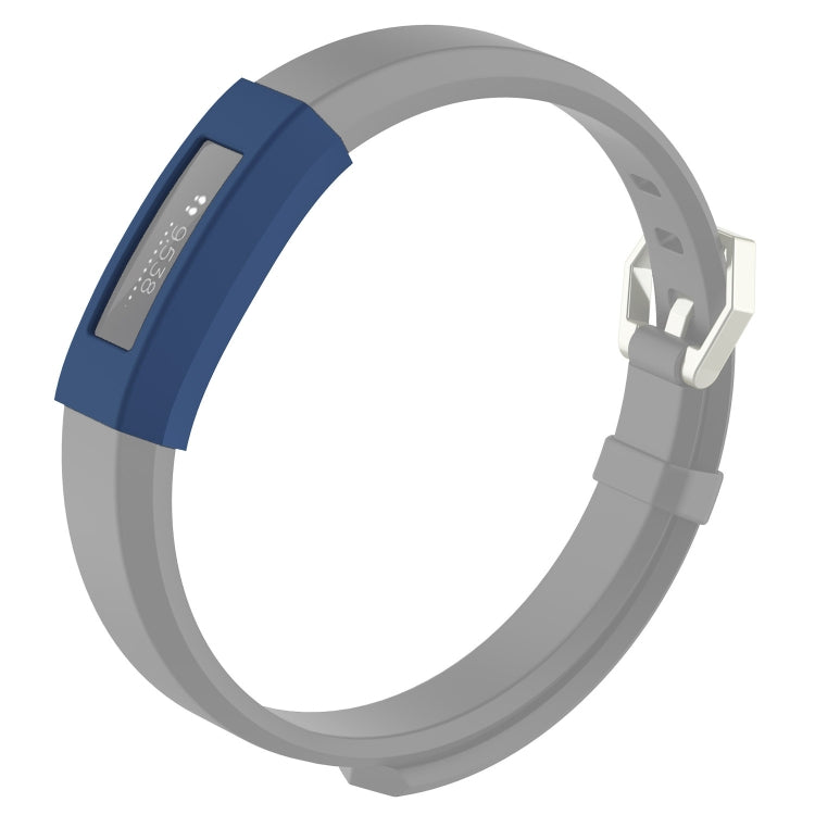 Silicone full-coverage watch case for Fitbit Alta, navy blue strap and gray frame