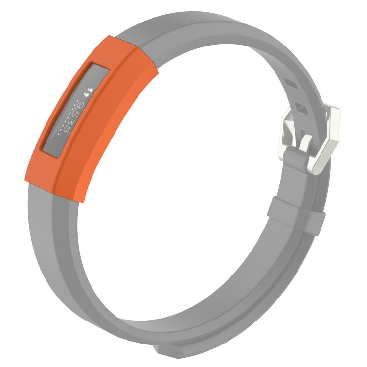 Silicone full-coverage watch case for Fitbit Alta, orange strap and gray frame