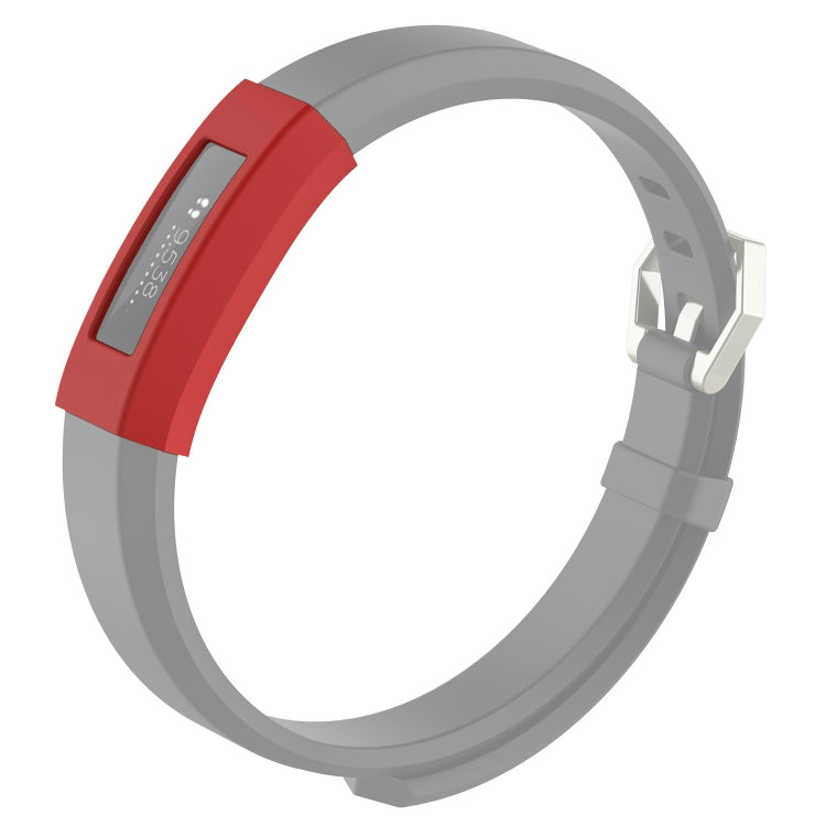 Silicone full-coverage watch case for Fitbit Alta, red strap and gray frame