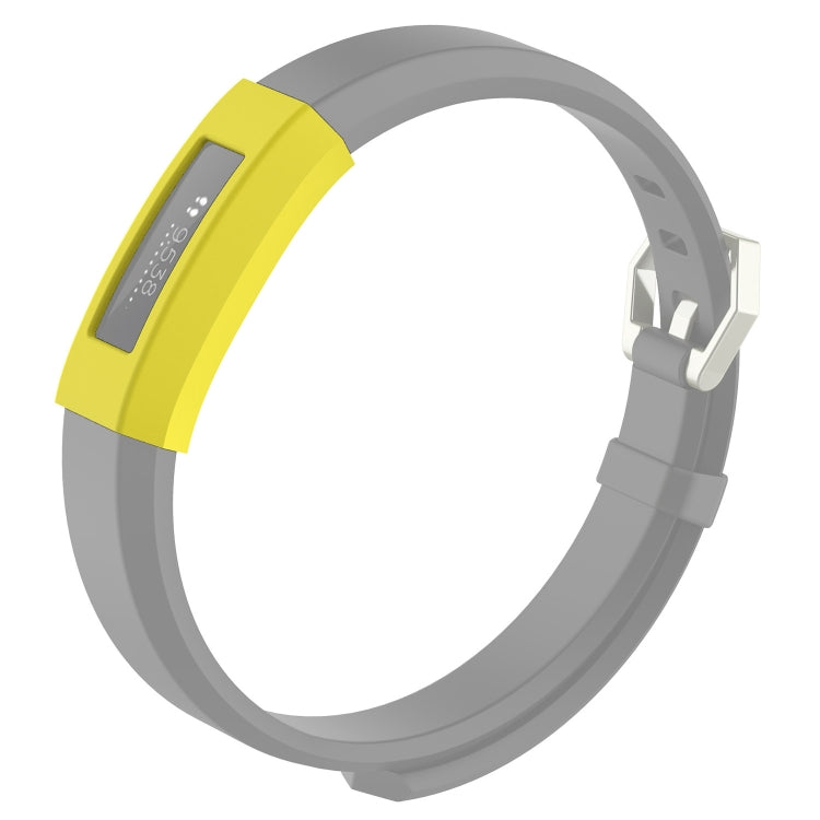 Full-coverage silicone watch case with gray frame and yellow strap-style cover