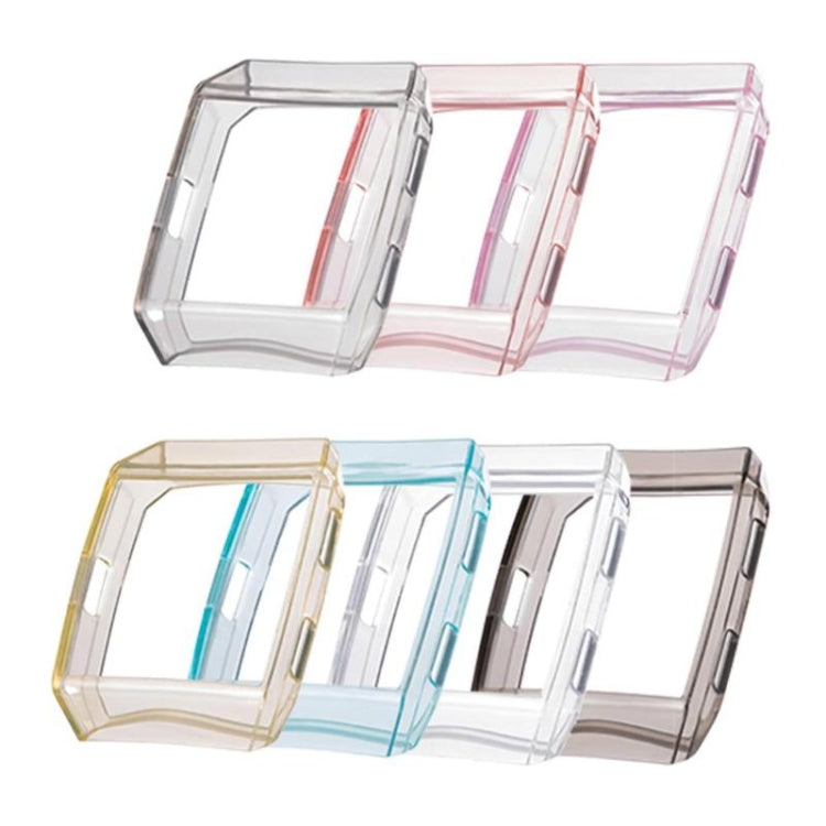Assorted transparent TPU full-coverage watch cases with raised screen protection