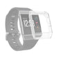 Transparent white TPU full-coverage watch case with protective bezel on a smartwatch