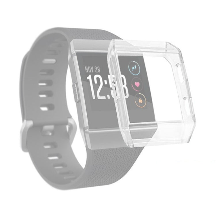Transparent white TPU full-coverage watch case with protective bezel on a smartwatch