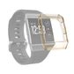 Transparent yellow TPU full-coverage watch case with protective bezel on a smartwatch