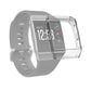 Transparent black TPU full-coverage watch case with protective bezel on a smartwatch