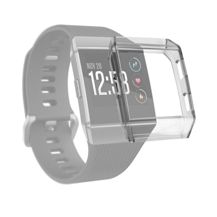 Transparent black TPU full-coverage watch case with protective bezel on a smartwatch
