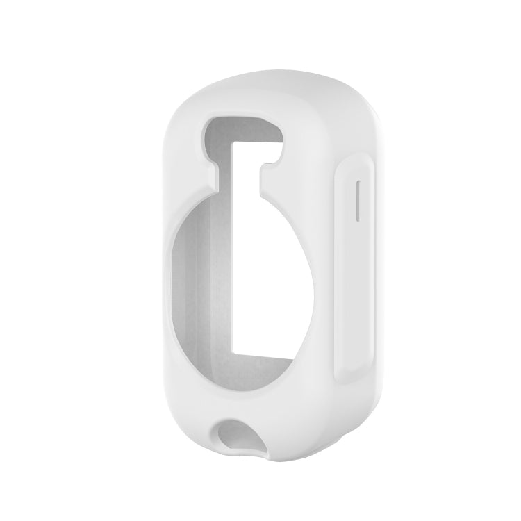 White silicone case for a bike computer, with open front and side button cutouts