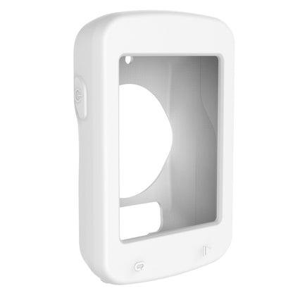 White protective case with window opening and side buttons for bike computer