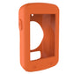 Orange protective case with window opening and side buttons for bike computer