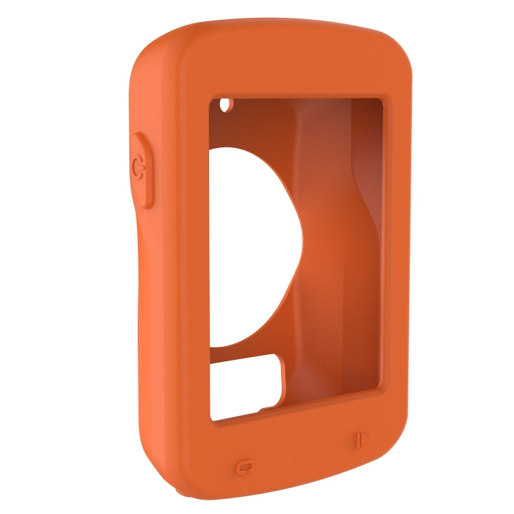 Orange protective case with window opening and side buttons for bike computer