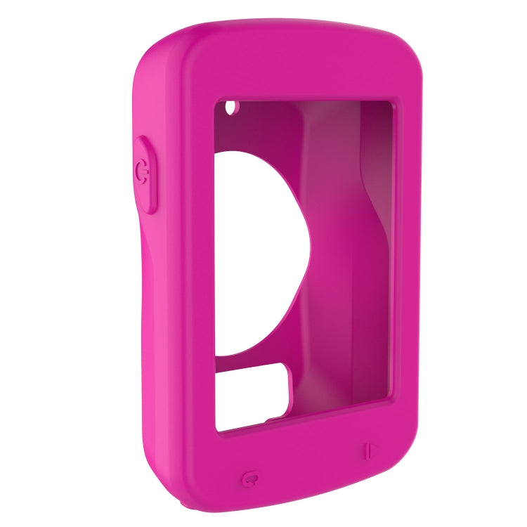 Magenta/purple protective case with window opening and side buttons for bike computer