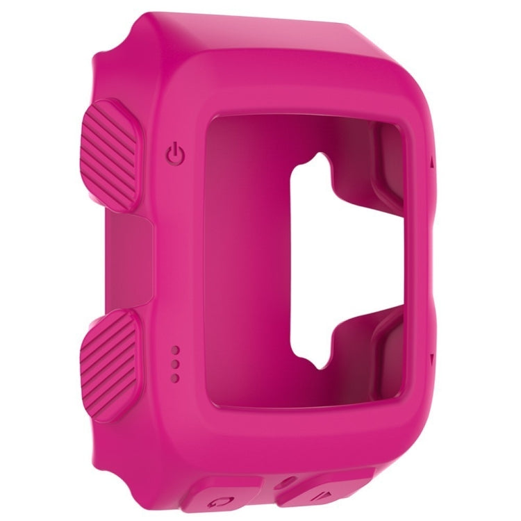 Pink-purple silicone protective case with screen cutout and textured side grips.