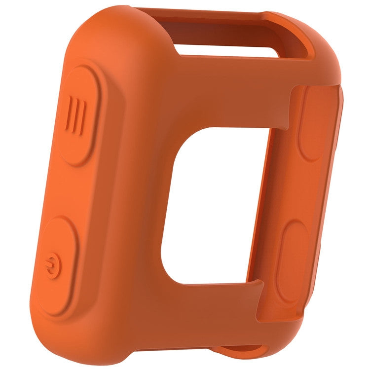 Silicone protective case for a smartwatch, orange, with side buttons and open face cutout
