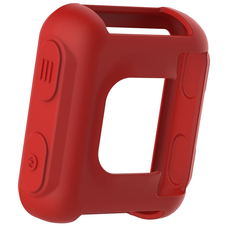 Silicone protective case for a smartwatch, red, with side buttons and open face cutout
