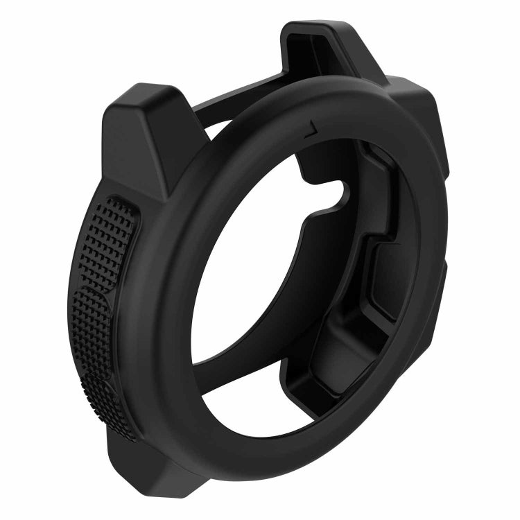Black protective shell for Garmin Instinct, side view with textured grip panel