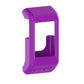 Purple silicone smartwatch case with open display window and bottom button cutouts.