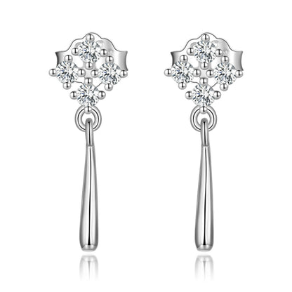 S925 Sterling Silver Bright Ear Stud Women Earrings, Bright(Silver), Bright(Gold)