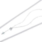 Silver necklace with heart pendant and small cross charm, blue and clear stones