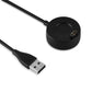 Round charging base with black cable and USB-A connector for Garmin watches