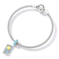 Sterling silver mesh bracelet with blue spacer bead and tarot card sun charm