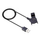 USB-A to device charging cable, black flat plug with notched housing and gold pins