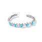 Sterling silver open ring with twisted ridged band and five blue turquoise cabochons
