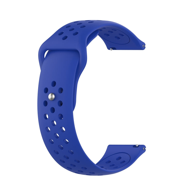 Sapphire blue silicone breathable watch band with perforations and metal pins