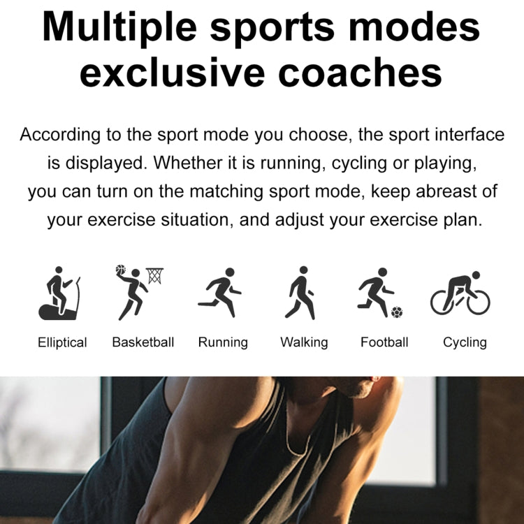 Smart watch sports mode illustration with activity icons and seated runner image