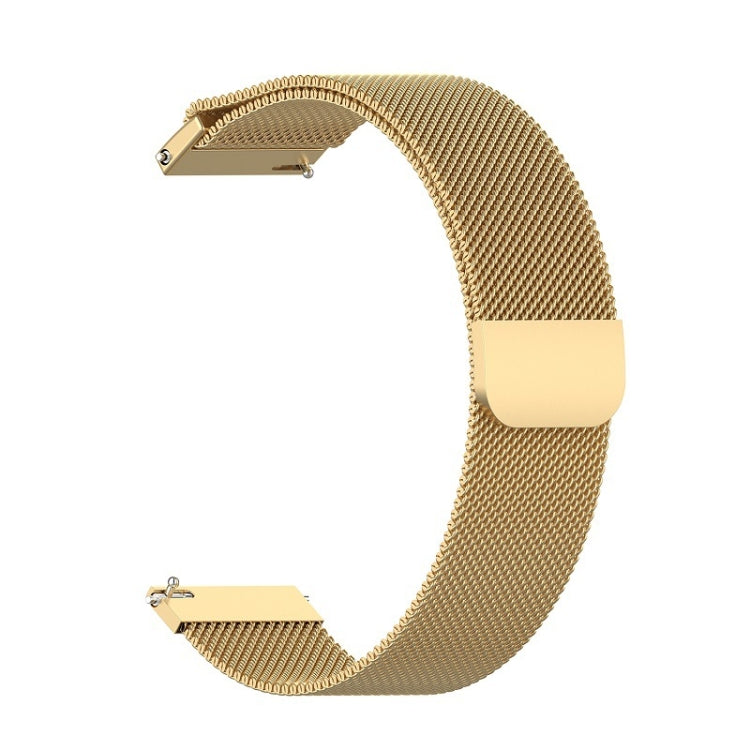 Gold 46mm Milanese watch strap with metal clasp and woven mesh band