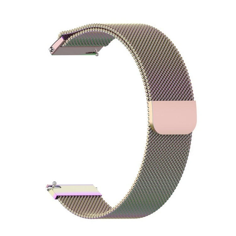 Colorful 46mm Milanese watch strap with metal clasp and woven mesh links