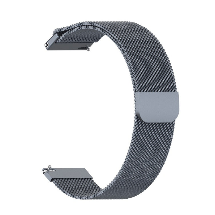 Dark gray 46mm Milanese watch strap with metal clasp and mesh links