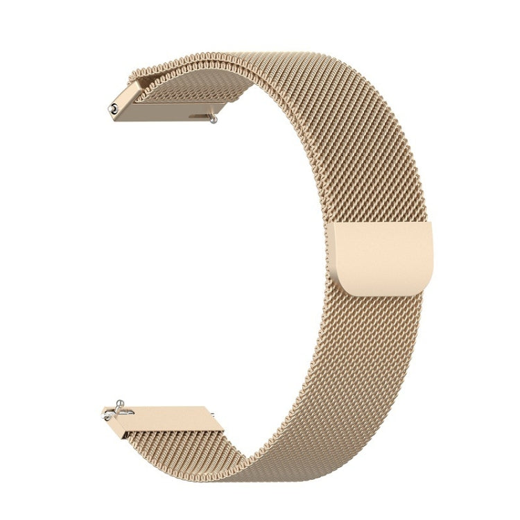 Beige gold 46mm Milanese watch strap with metal clasp and mesh band