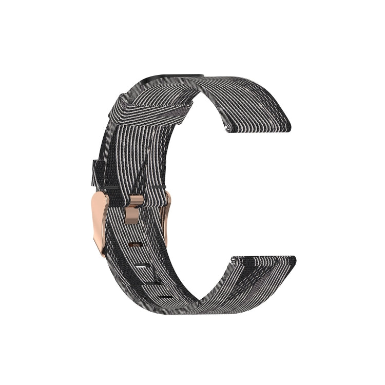 Dark gray nylon canvas watch strap with metal buckle and adjustable holes