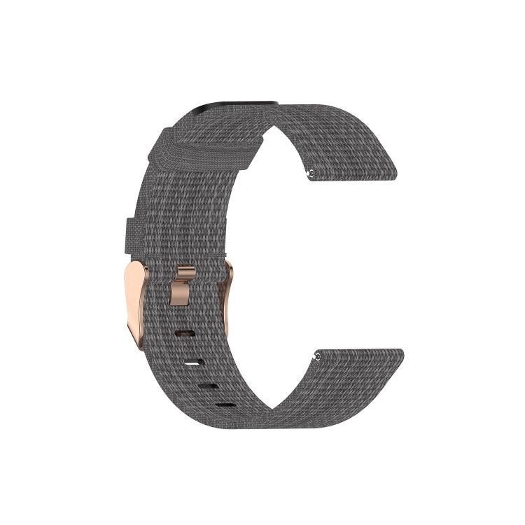 Nylon canvas smartwatch strap in dark gray with metal buckle