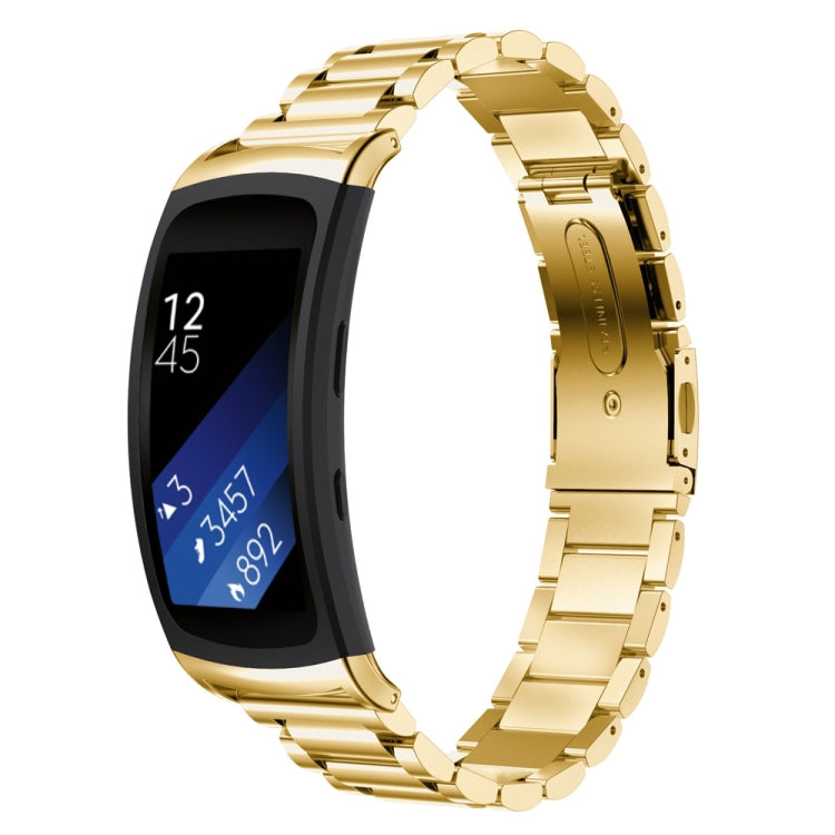 Gold metal watch strap with three-pearl link design for Galaxy Gear Fit 2/R360