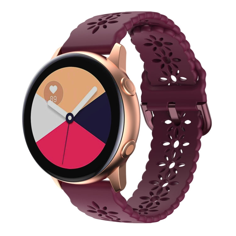 Plum Blossom Hollowed Silicone Watch Band, For Samsung Galaxy Watch4 40/44mm, For Samsung Galaxy Watch4 Classic 42/46mm