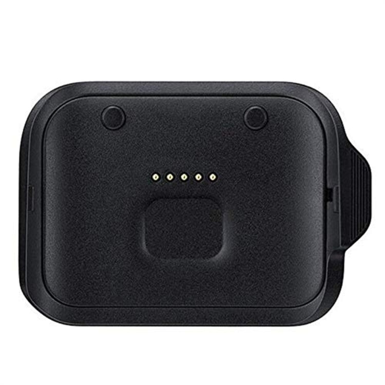 Black charging dock base with centered charging socket and indicator pin lights