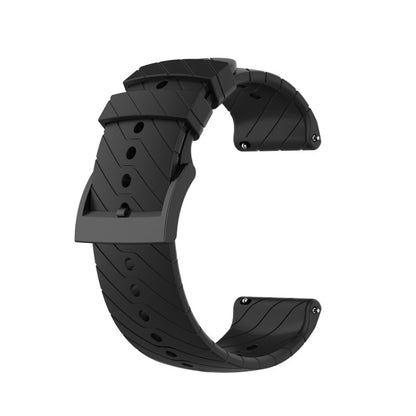 Black lightning silicone watch strap with adjustable holes and metal buckle for Suunto 7
