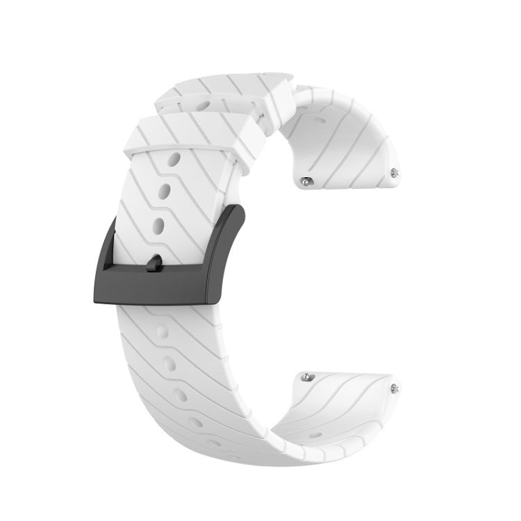 White lightning silicone watch strap with adjustable holes and metal buckle for Suunto 7