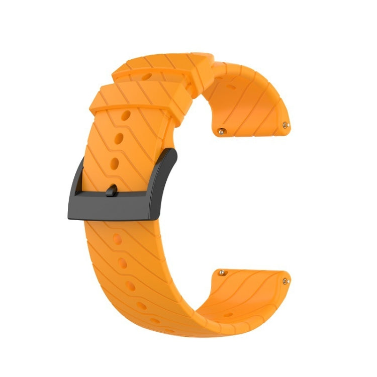 Amber yellow lightning silicone watch strap with adjustable holes and metal buckle for Suunto 7